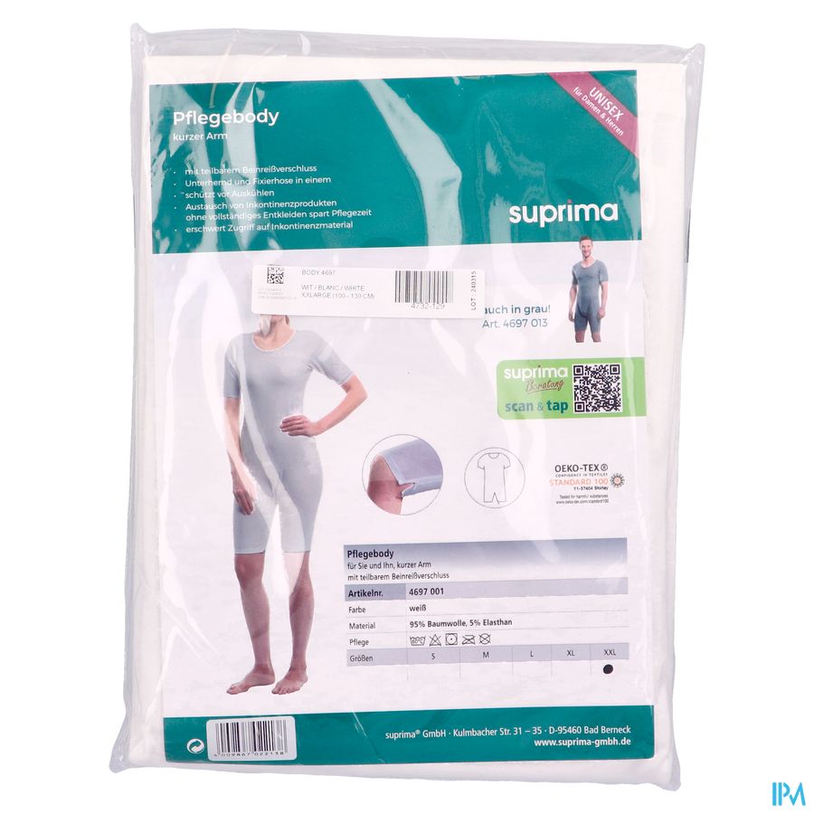 Suprima 4697 Body Korte Mouw+benenrits Wit Xxl 1