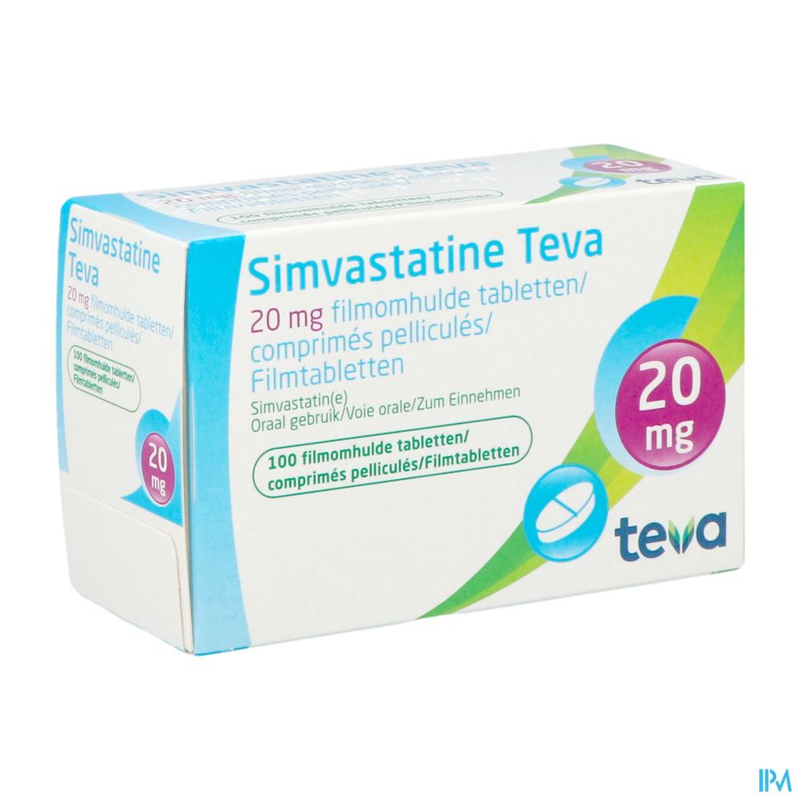 Simvastatine 20mg Teva Comp Enrob 100 X 20mg Simvastatine 20mg Teva Comp Enrob 100 X 20mg