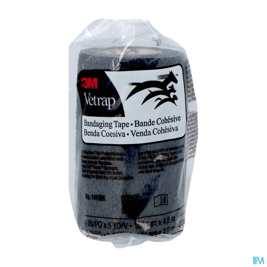 3m Vetrap Zwart Elastisch Steunverband 10cmx450cm 3m Vetrap Zwart Elastisch Steunverband 10cmx450cm