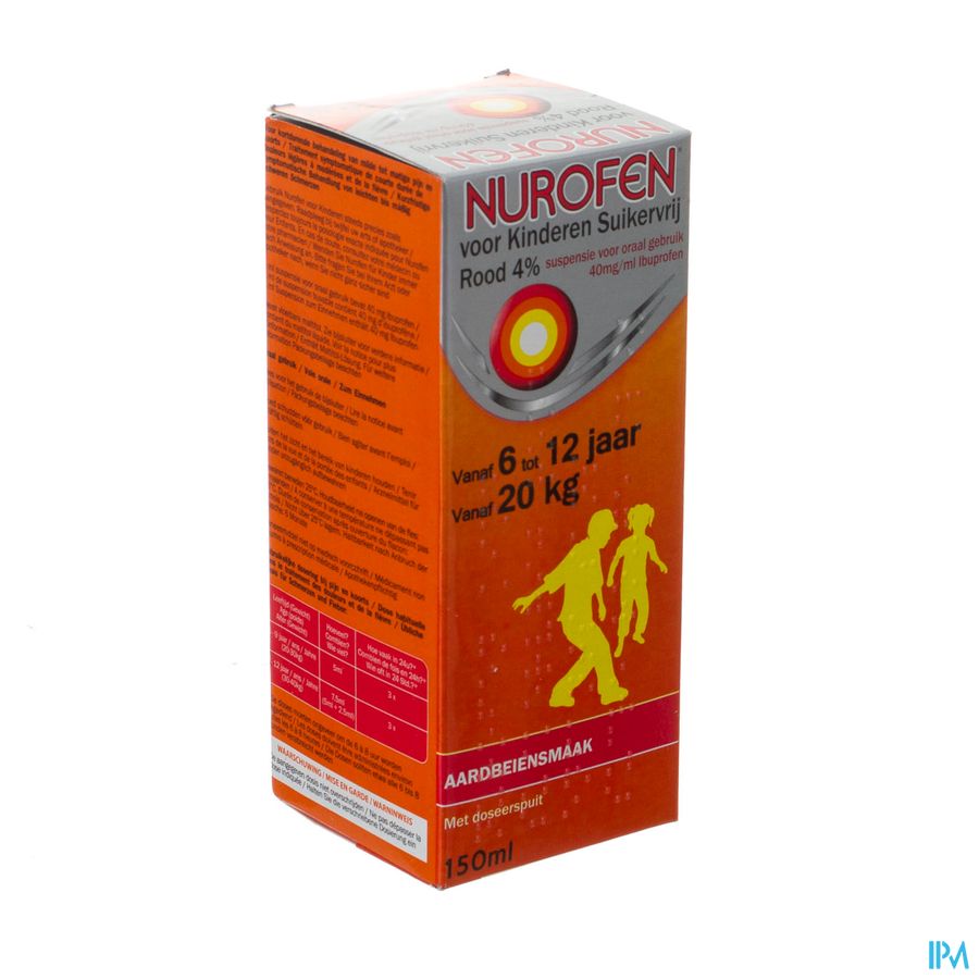 Nurofen Impexeco 4% Sirop Strawberry Zs Kind 150ml Nurofen Impexeco 4% Sirop Strawberry Zs Kind 150ml