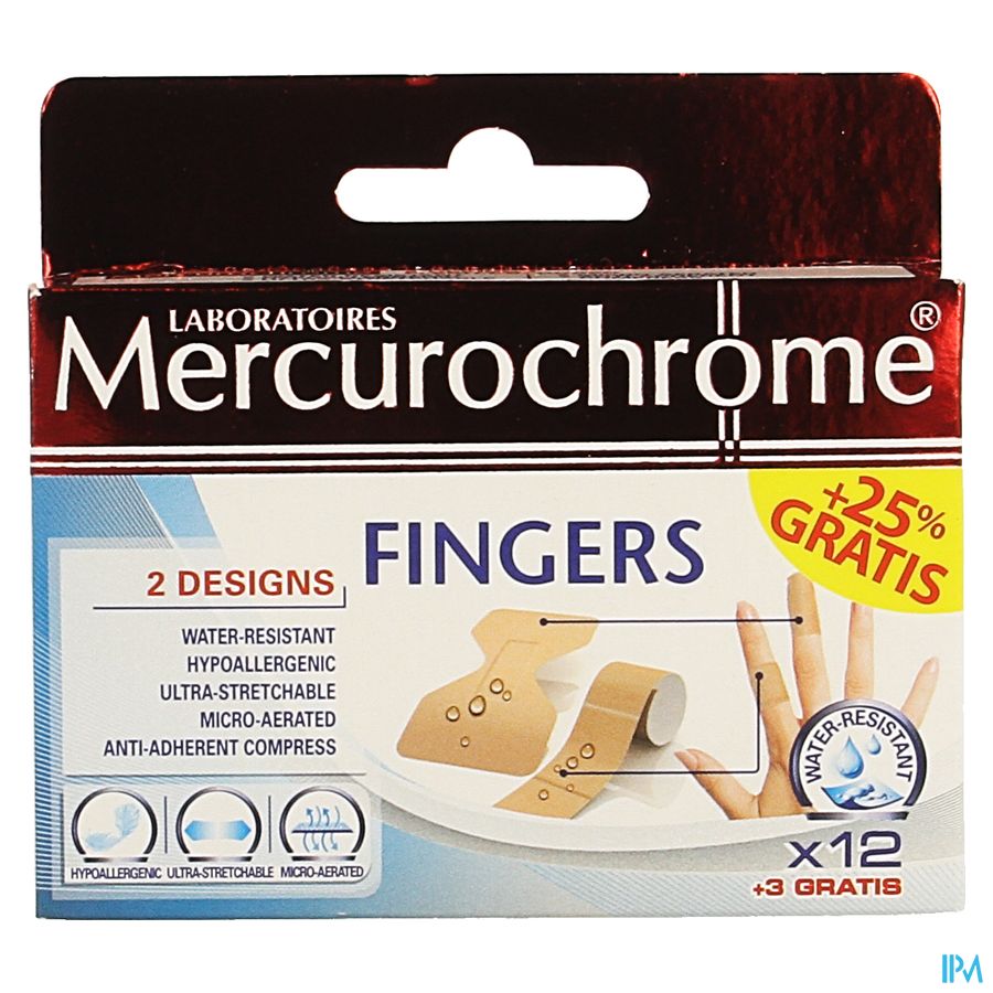 Mercurochrome Pansement Doigts 12+3 Promo 2