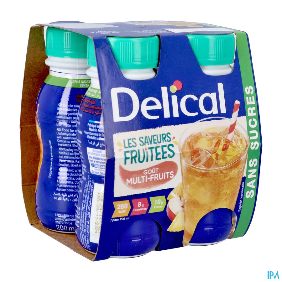 Delical Drink Multivruchten Z/suiker 4x200ml Delical Drink Multivruchten Z/suiker 4x200ml