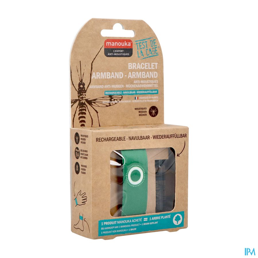 Manouka Armband A/muggen Uni Groen Manouka Armband A/muggen Uni Groen