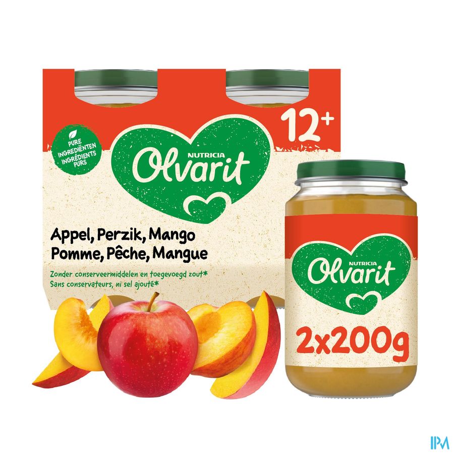 Olvarit Pomme Peche Mangue 2x200g 12m56 Olvarit Pomme Peche Mangue 2x200g 12m56
