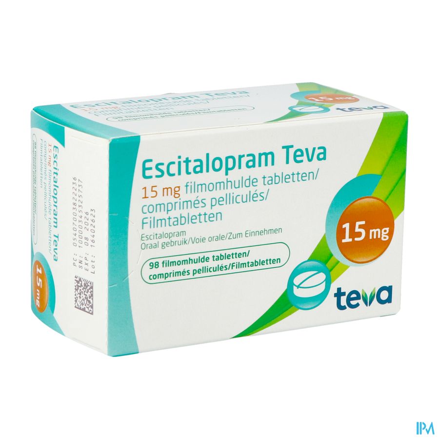 Escitalopram 15mg Teva Filmomh Tabl 98 X 15mg Escitalopram 15mg Teva Filmomh Tabl 98 X 15mg