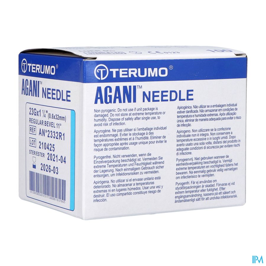 Terumo Naald Agani 23g 1 1/4 Rb Blauw 100 Terumo Naald Agani 23g 1 1/4 Rb Blauw 100