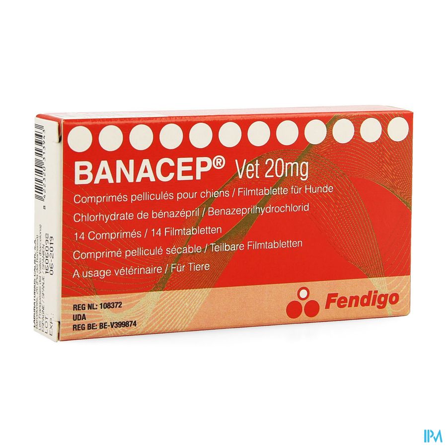 Banacep Vet Hond Comp 14x20mg Banacep Vet Hond Comp 14x20mg