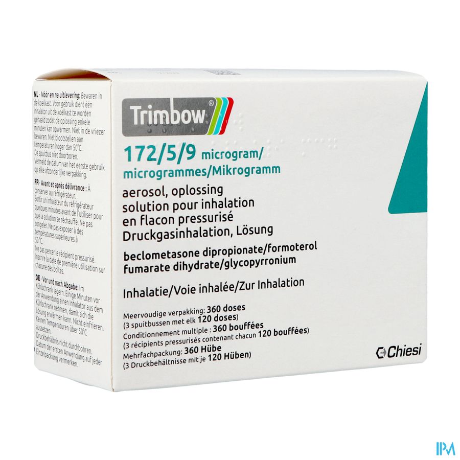 Trimbow 172/5/9mcg Aerosol Opl Inhal. Fl 3 (360d) Trimbow 172/5/9mcg Aerosol Opl Inhal. Fl 3 (360d)