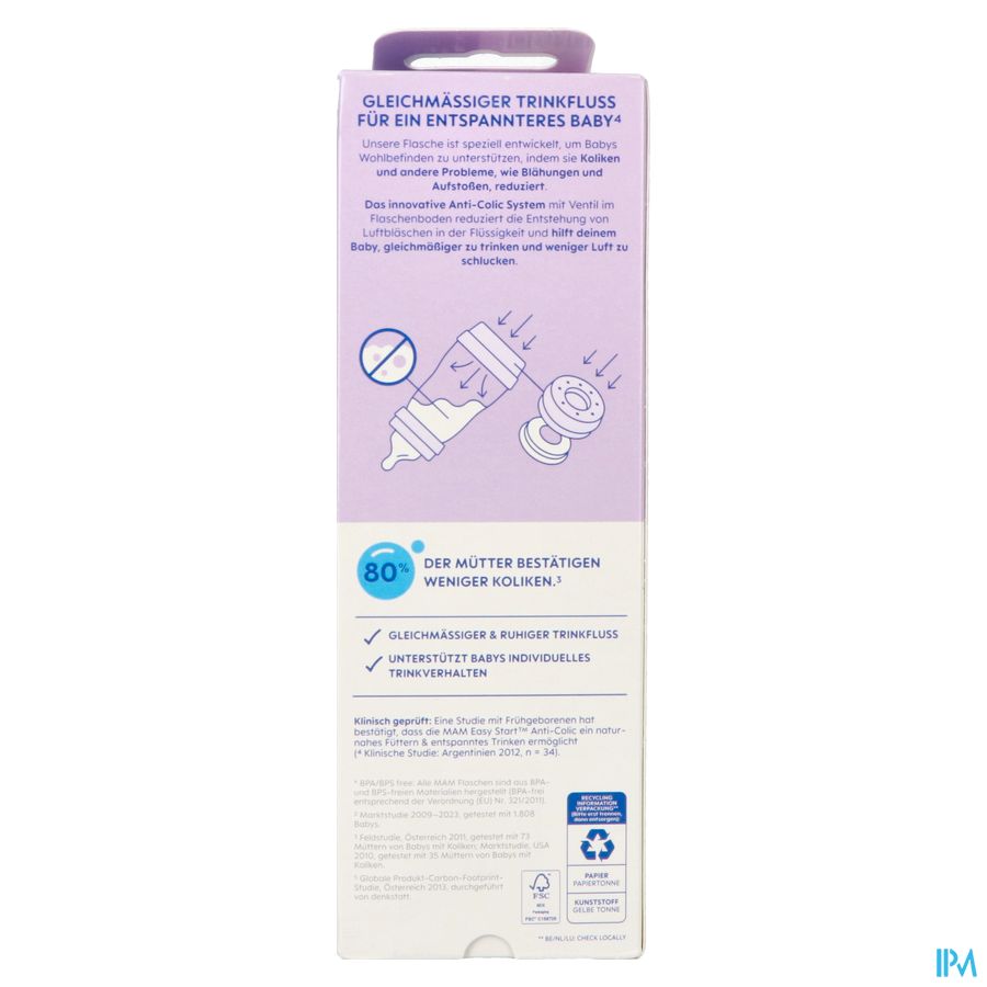 Mam Easy Start A/colic Zuigfl.pure Matt Blauw320ml 5