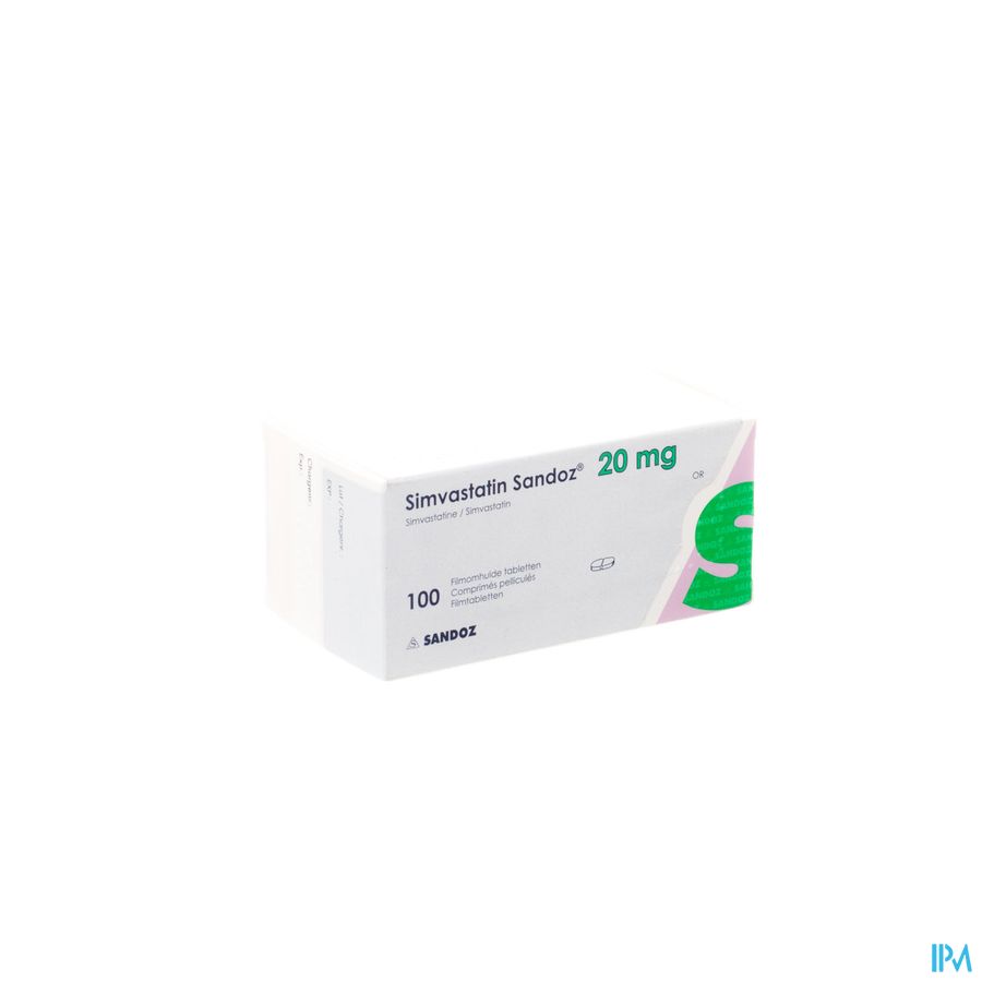 Simvastatine Sandoz 20mg Impexeco Comp Pell 100 Simvastatine Sandoz 20mg Impexeco Comp Pell 100