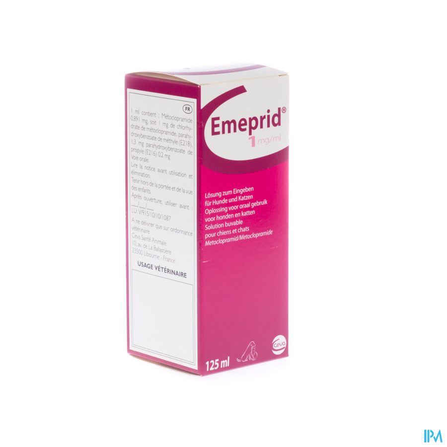 Emeprid 1mg/ml Sol Ora Chien Chat 125ml Emeprid 1mg/ml Sol Ora Chien Chat 125ml