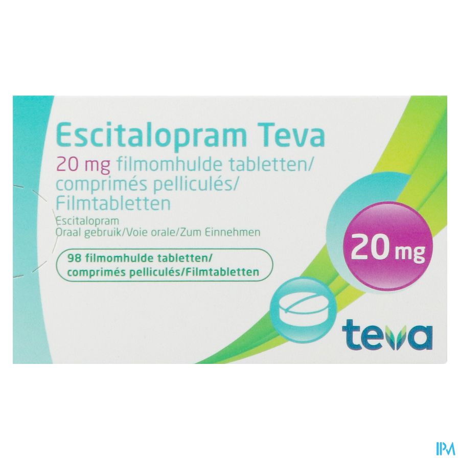 Escitalopram 20mg Teva Comp Pell 98 X 20mg 1