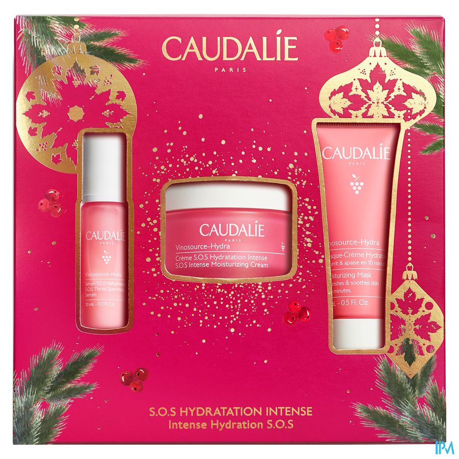 Caudalie Set Vinosource Hydra Cr Sos Kerst 3 Prod.