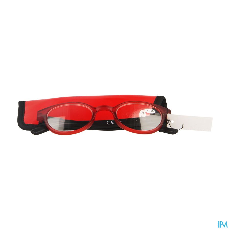 Pharmaglasses Leesbril Round +1.50 Red/black