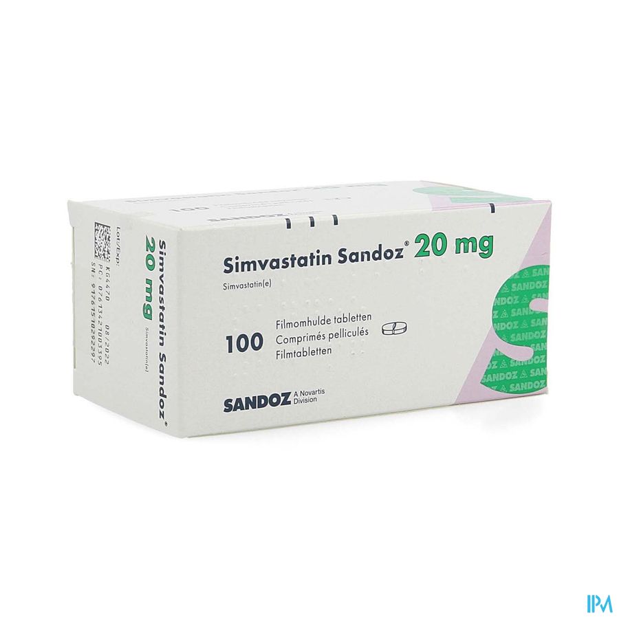 Simvastatin Sandoz 20mg Comp 100 Alu/pvc Simvastatin Sandoz 20mg Comp 100 Alu/pvc