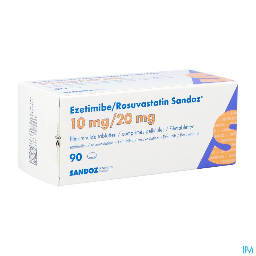 Ezetimibe/rosuvastatin Sandoz 10mg/20mg Tabl 90 Ezetimibe/rosuvastatin Sandoz 10mg/20mg Tabl 90