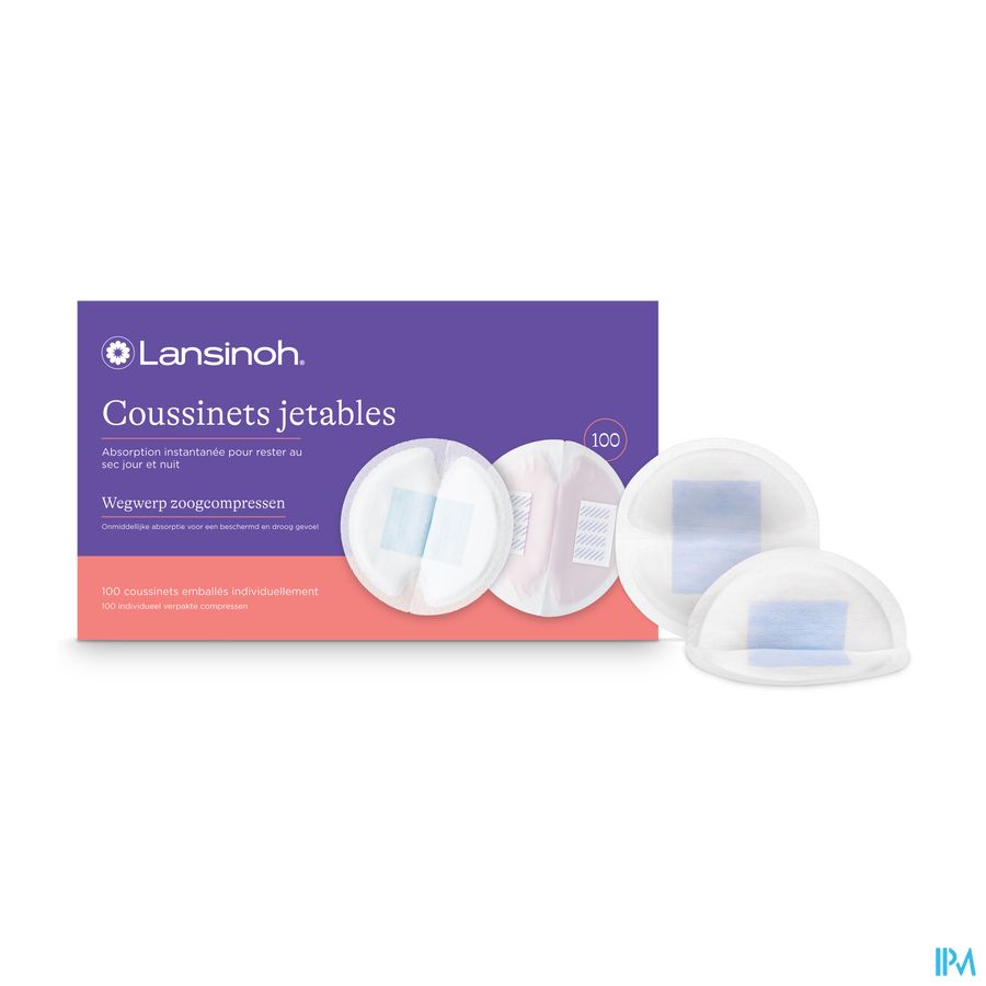 Lansinoh Wegwerpb.borstkompress.blue Lock Core 100 5