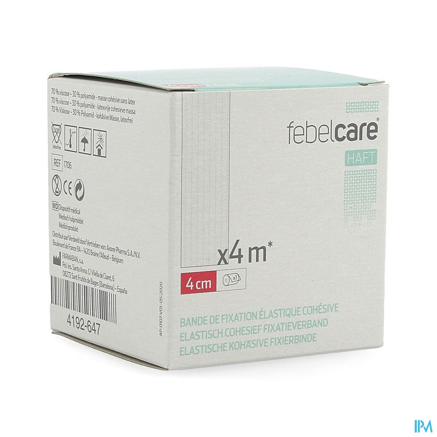 Febelcare Haft Elas. Cohesief Fixatieverb. 4cmx4m Febelcare Haft Elas. Cohesief Fixatieverb. 4cmx4m