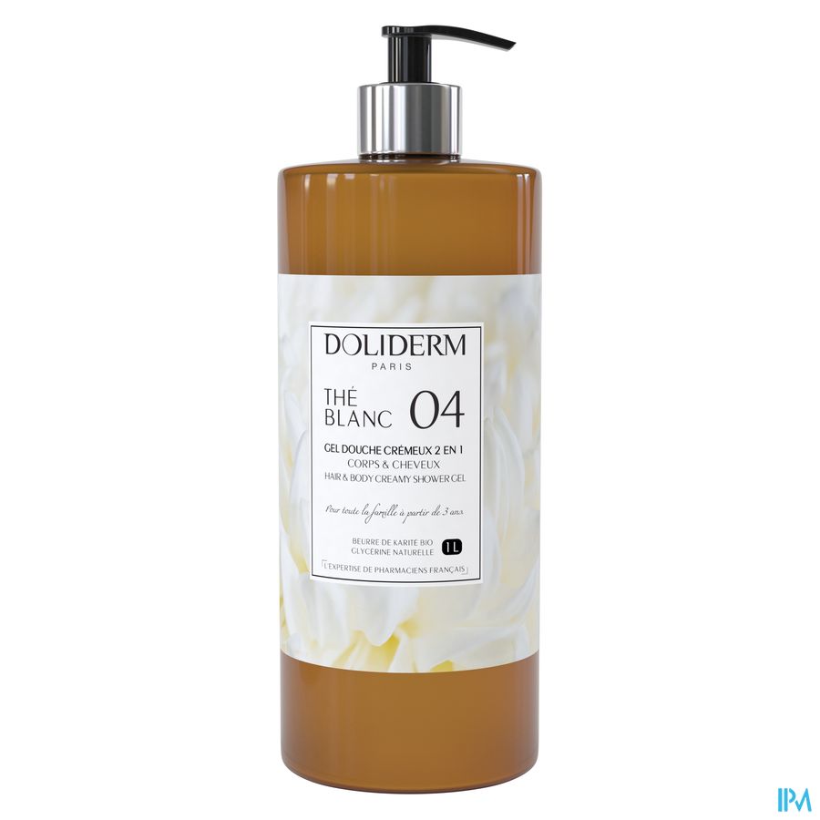 Doliderm Gel Douche 2en1 The Blanc Fl Pompe 1l 3