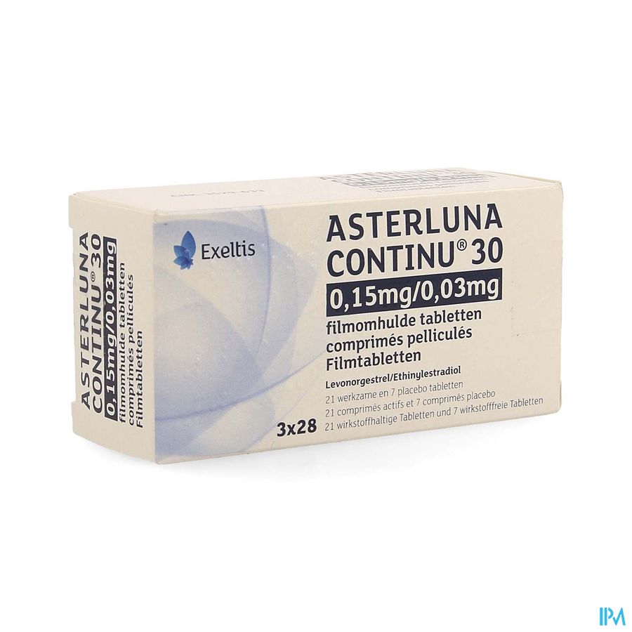 Asterluna Continu 30 0,15mg/0,03mg Film.tabl3x21+7 Asterluna Continu 30 0,15mg/0,03mg Film.tabl3x21+7
