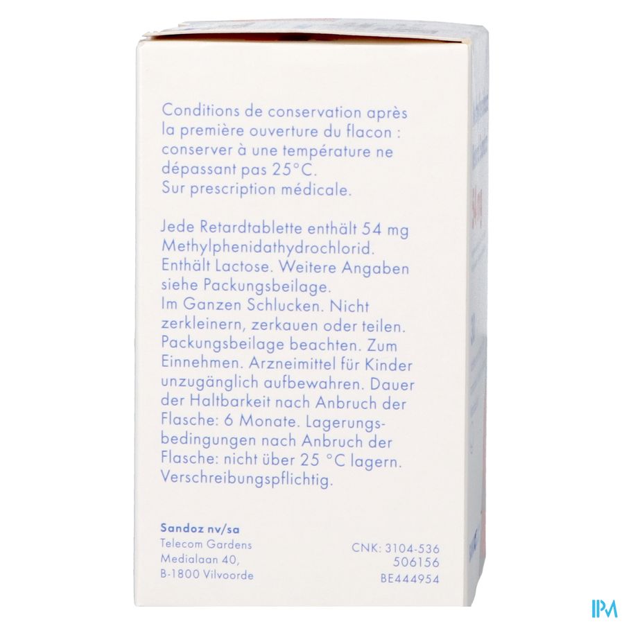 Methylfenidaat 54mg Sandoz Comp Verl Afgifte 30 5