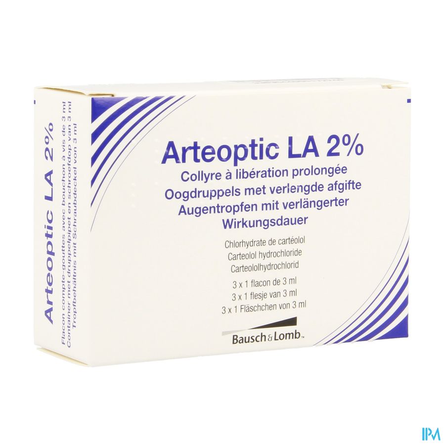 Arteoptic La 2% Pi Pharma Oogdruppels 3 X 3ml Pip Arteoptic La 2% Pi Pharma Oogdruppels 3 X 3ml Pip