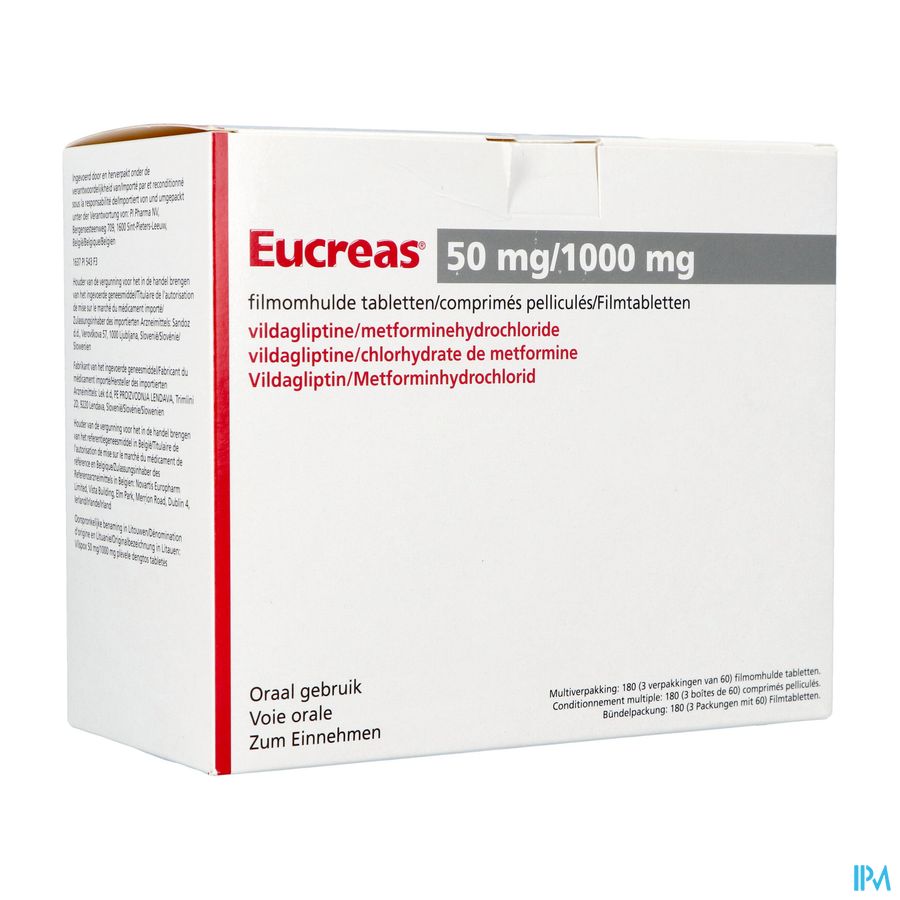 Eucreas 50mg/1000mg Pi Pharma Comp Pell 180 Pip