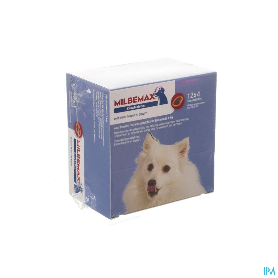 Milbemax Kleine Hond Puppy Kauwtabletten 12x4 Milbemax Kleine Hond Puppy Kauwtabletten 12x4