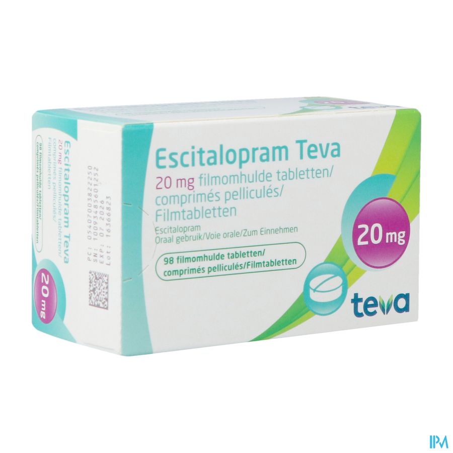 Escitalopram 20mg Teva Filmomh Tabl 98 X 20mg Escitalopram 20mg Teva Filmomh Tabl 98 X 20mg