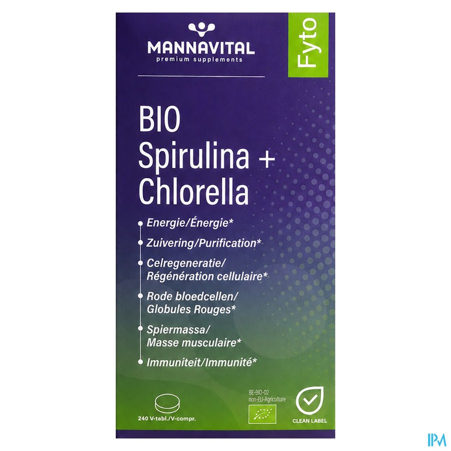 Mannavital Fyto Bio Chlorella+spirulina V-caps 240