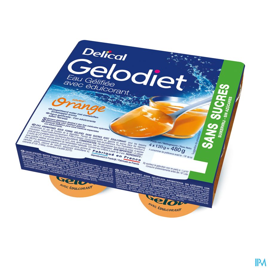 Gelodiet Gelwater Zoetstof Sinaasappel Pot 4x120g Gelodiet Gelwater Zoetstof Sinaasappel Pot 4x120g