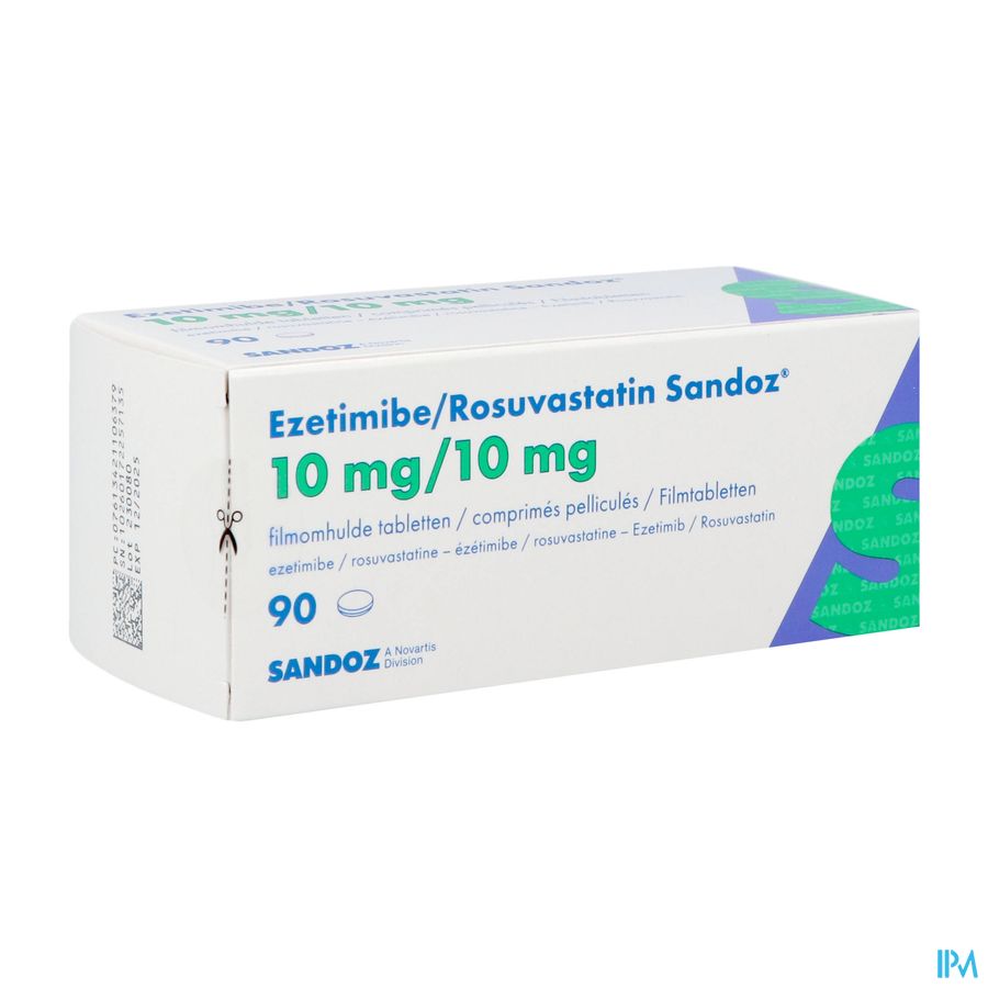 Ezetimibe/rosuvastatin Sandoz 10mg/10mg Comp 90 Ezetimibe/rosuvastatin Sandoz 10mg/10mg Comp 90