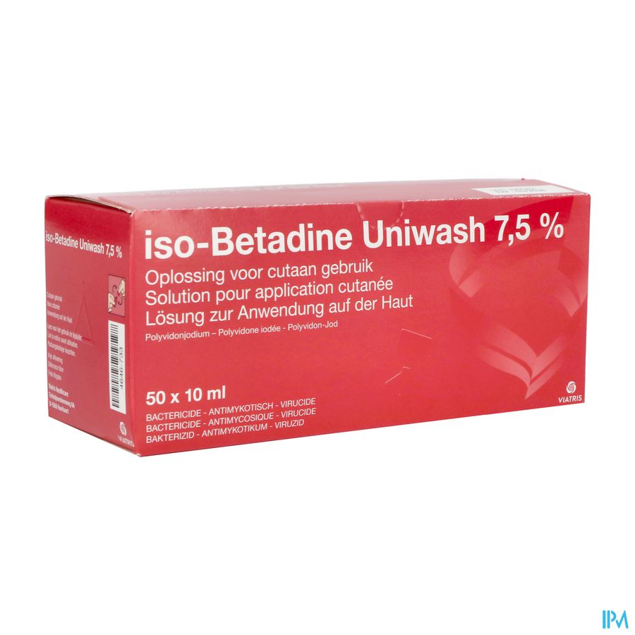 ISO BETADINE UNIWASH 7,5% 50X10 ML NF ISO BETADINE UNIWASH 7,5% 50X10 ML NF