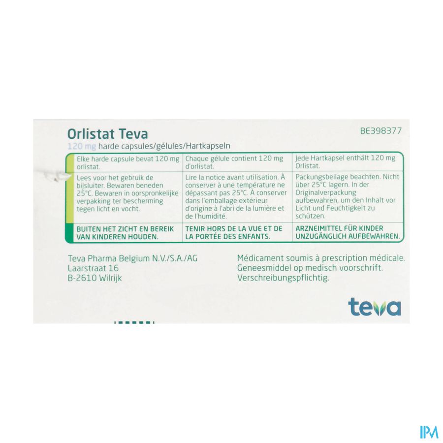Orlistat Teva Caps Dure 90 X 120mg 1