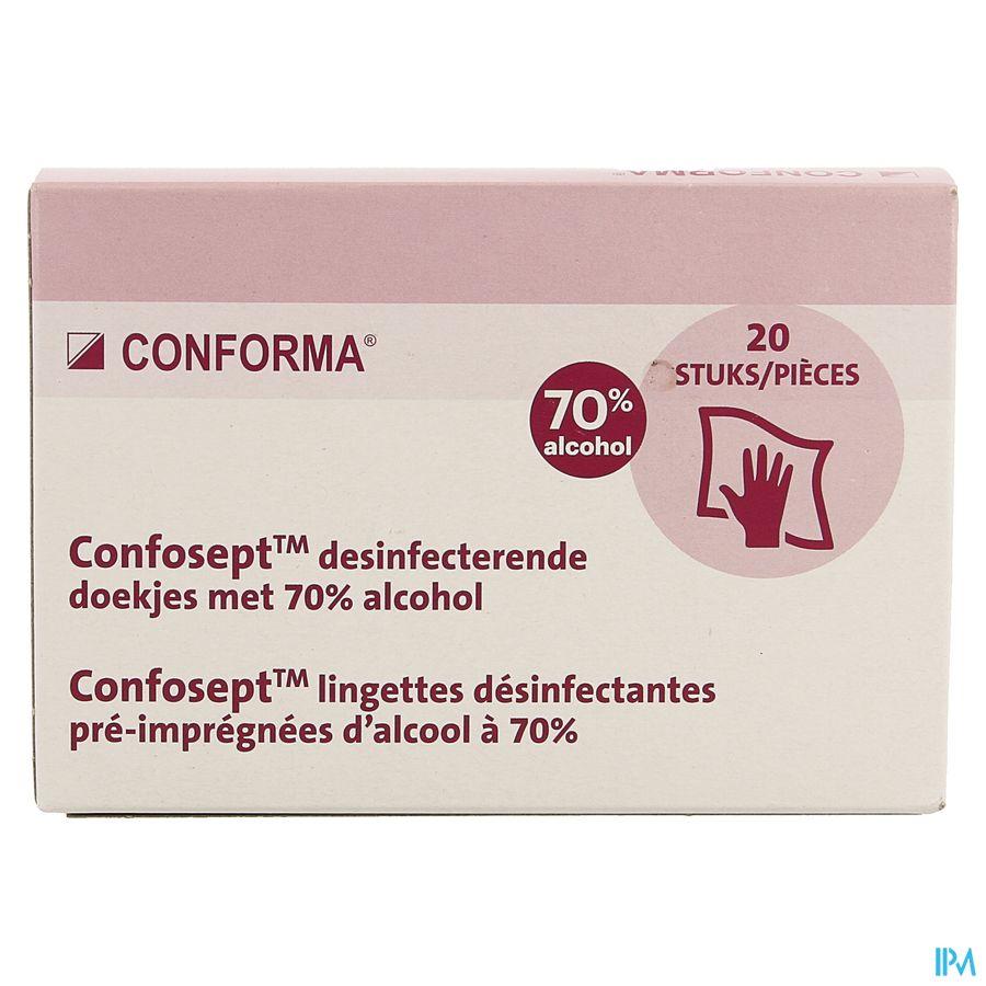 Confosept Lingettes Desinfect.impreg.alcool 70% 20 1