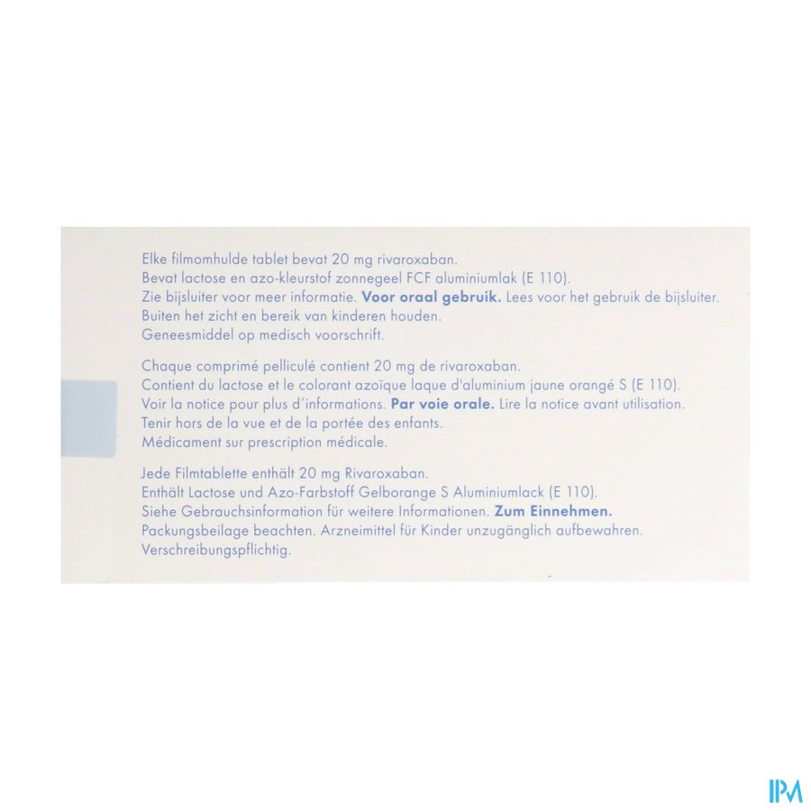 Rivaroxaban Sandoz 20mg Comp Pell 98