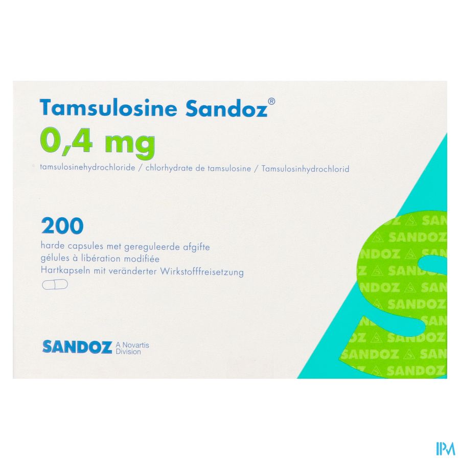 Tamsulosine Sandoz 0,4mg Gereg.afgifte Caps200 Pip 2