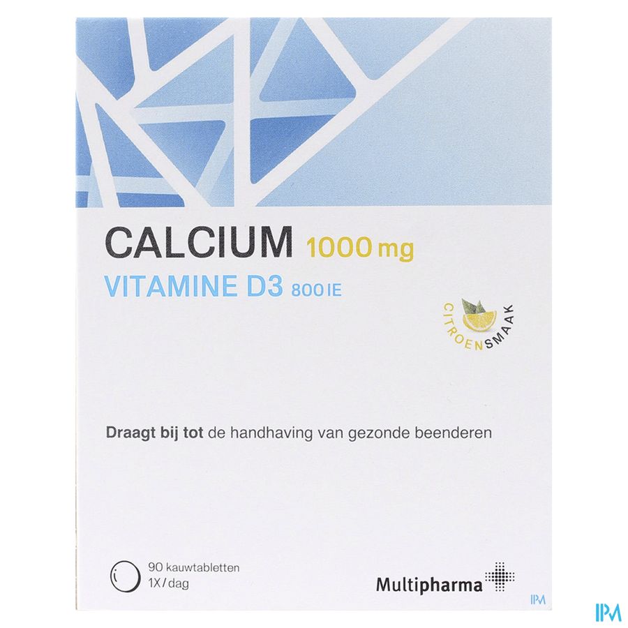 Multipharma Calcium D3 1000mg/800ui Kauwtabl 90 Multipharma Calcium D3 1000mg/800ui Kauwtabl 90