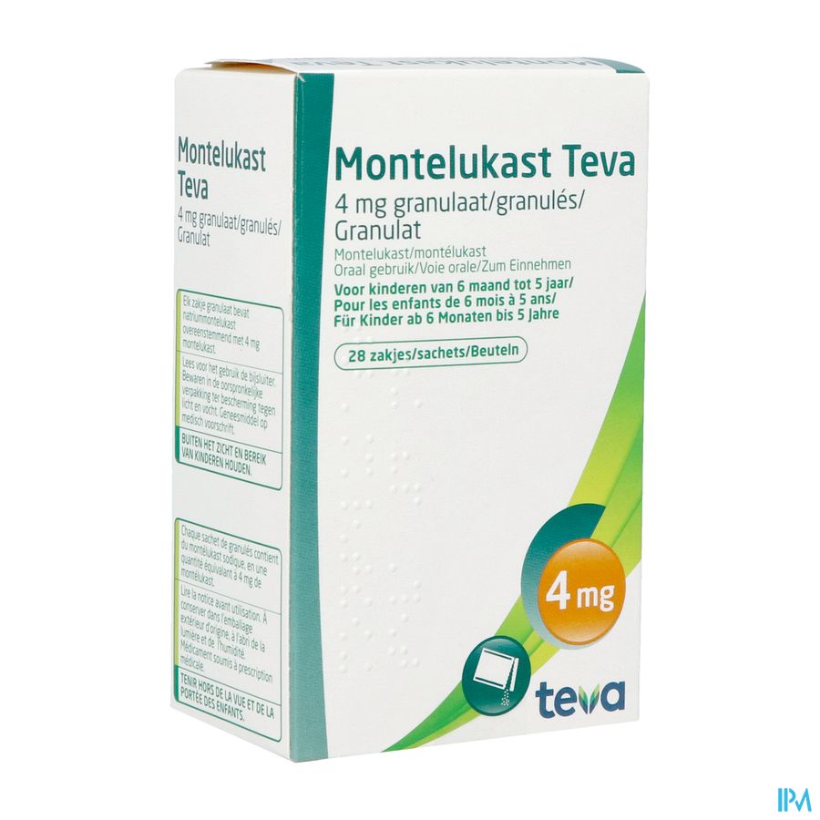 Montelukast Teva 4mg Gran Zakjes 28 Montelukast Teva 4mg Gran Zakjes 28