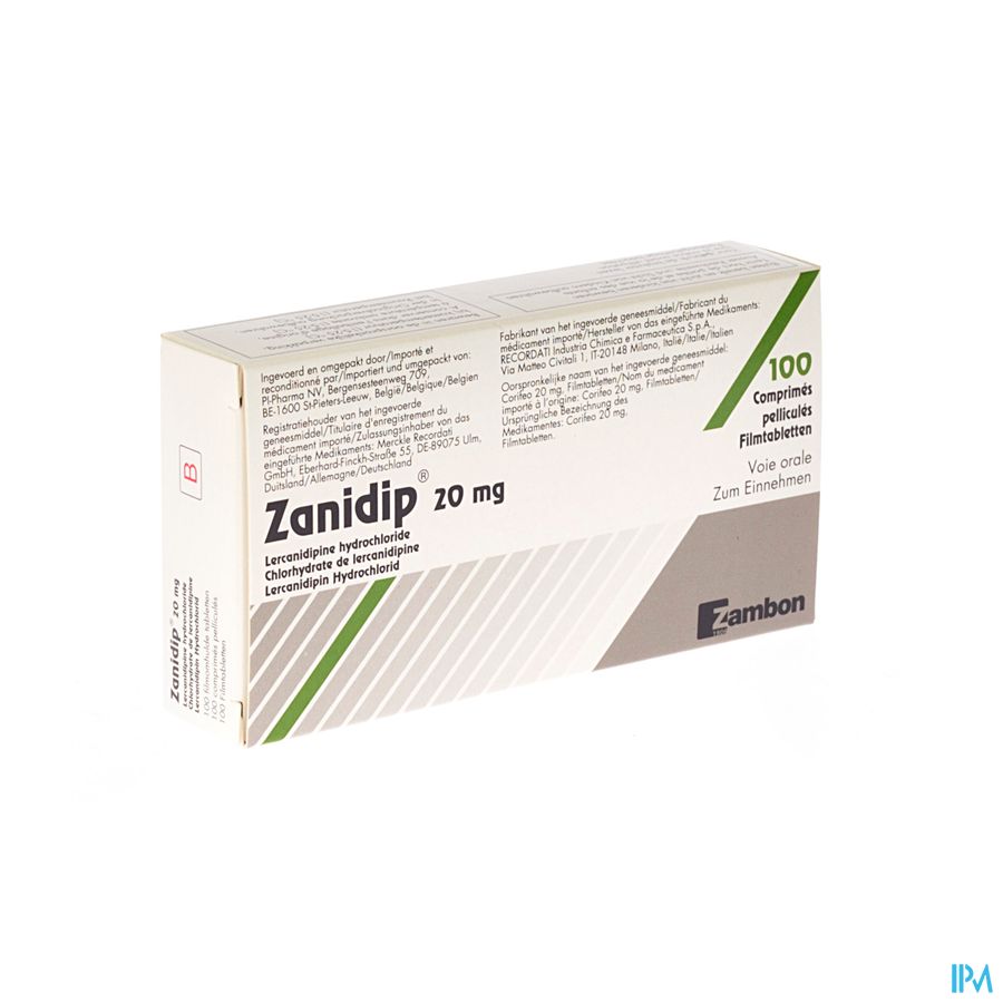 Zanidip Pi Pharma Comp 98 X 20mg Pip Zanidip Pi Pharma Comp 98 X 20mg Pip