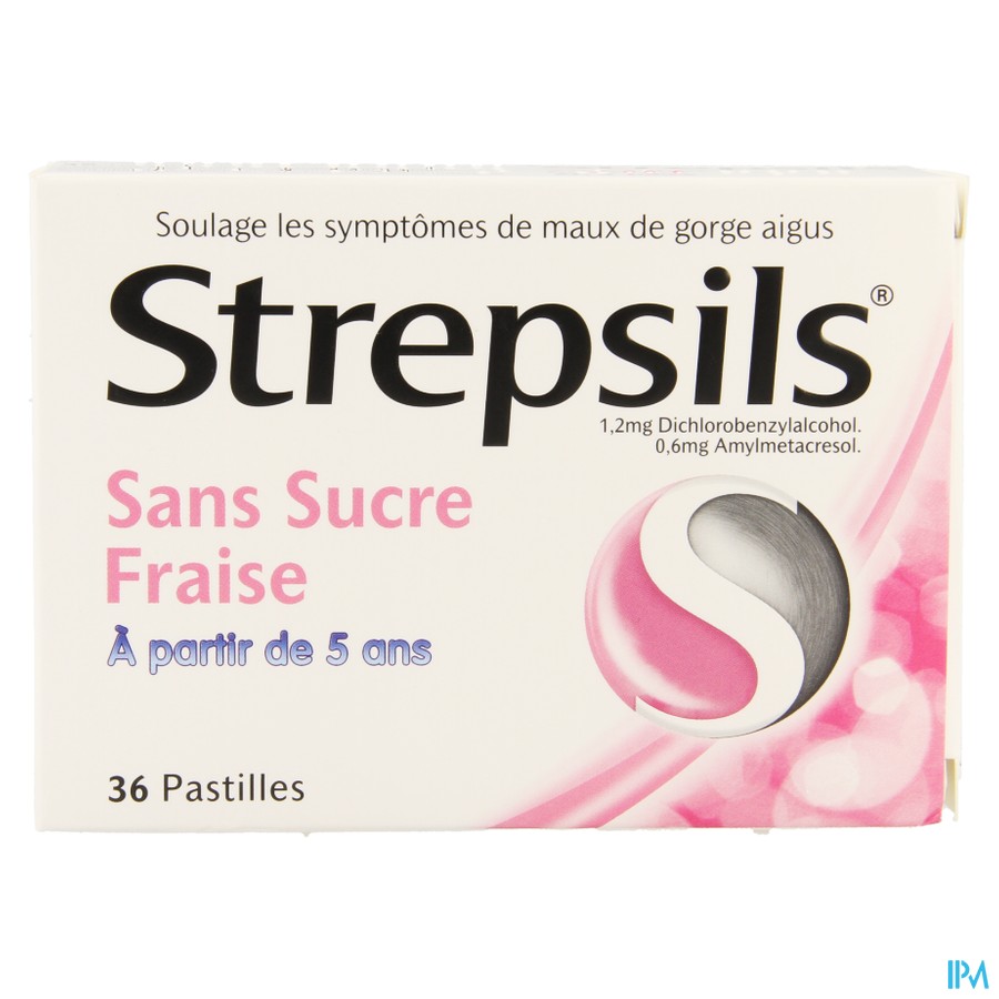 Strepsils S/sucre Fraise Past 36