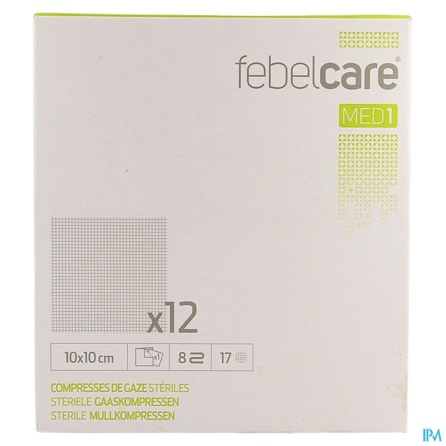 Febelcare Med1 Steriele Gaaskompres 10x10,0cm 12x1 3