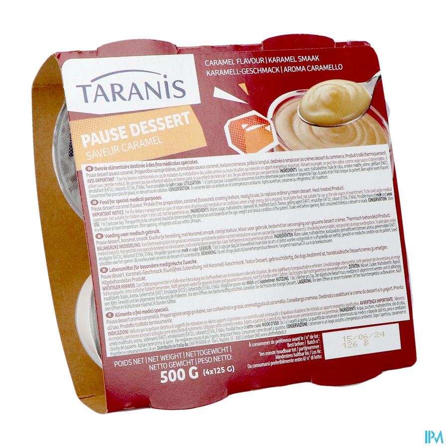 Taranis Pause Dessert Karamel Smaak 4x125g Taranis Pause Dessert Karamel Smaak 4x125g