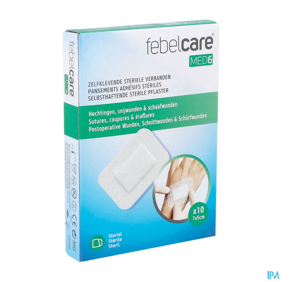 Febelcare Med6 Zelfkl. Steriele Verband.7x5cm 10st Febelcare Med6 Zelfkl. Steriele Verband.7x5cm 10st