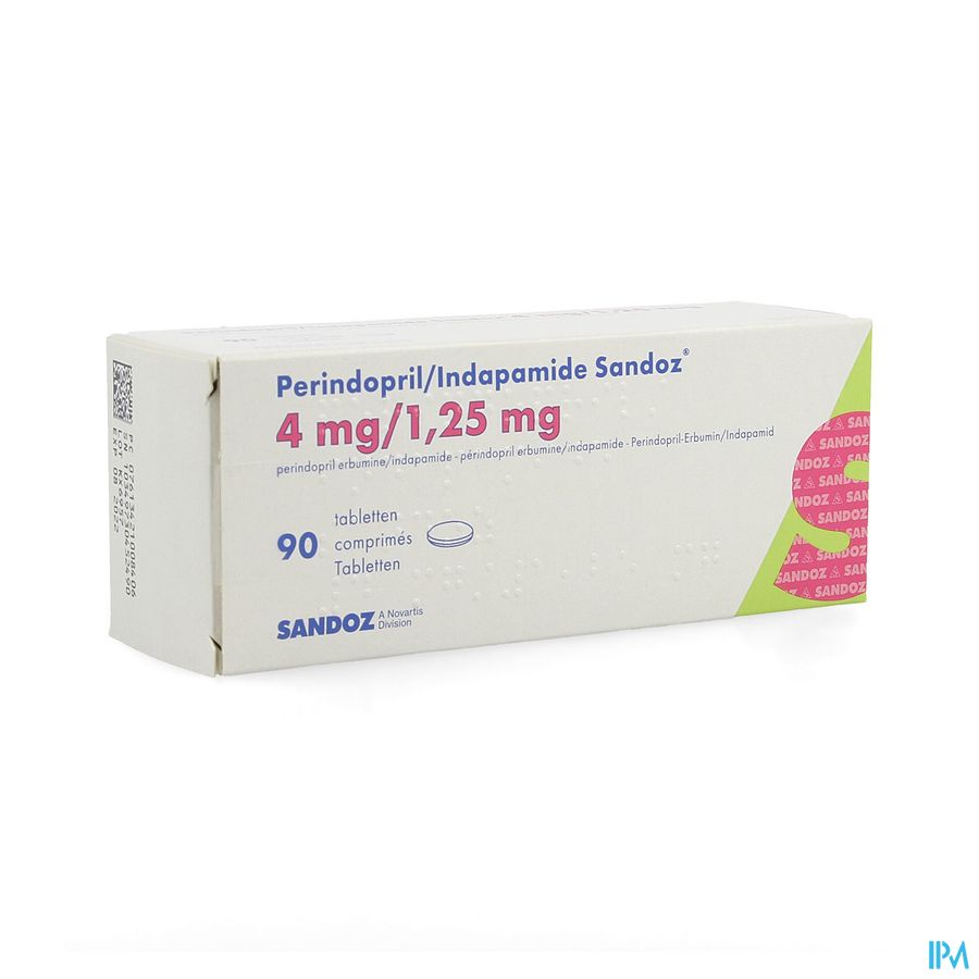 Perindopril/indapamide Sandoz Tabl 90x4mg/1,250mg Perindopril/indapamide Sandoz Tabl 90x4mg/1,250mg