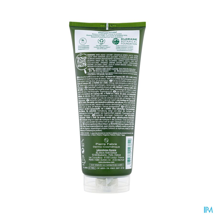 Klorane Corps Douche Gel Ecorce Cedre 200ml 3