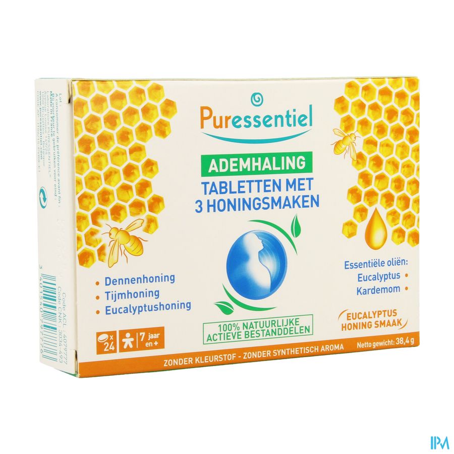 Puressentiel Ademhaling Pastillen 3 Honing 24 Puressentiel Ademhaling Pastillen 3 Honing 24