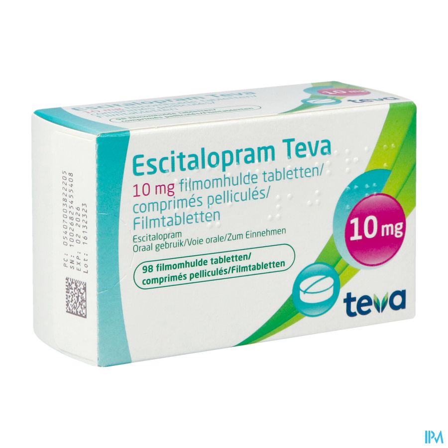 Escitalopram 10mg Teva Comp Pell 98 X 10mg Escitalopram 10mg Teva Comp Pell 98 X 10mg
