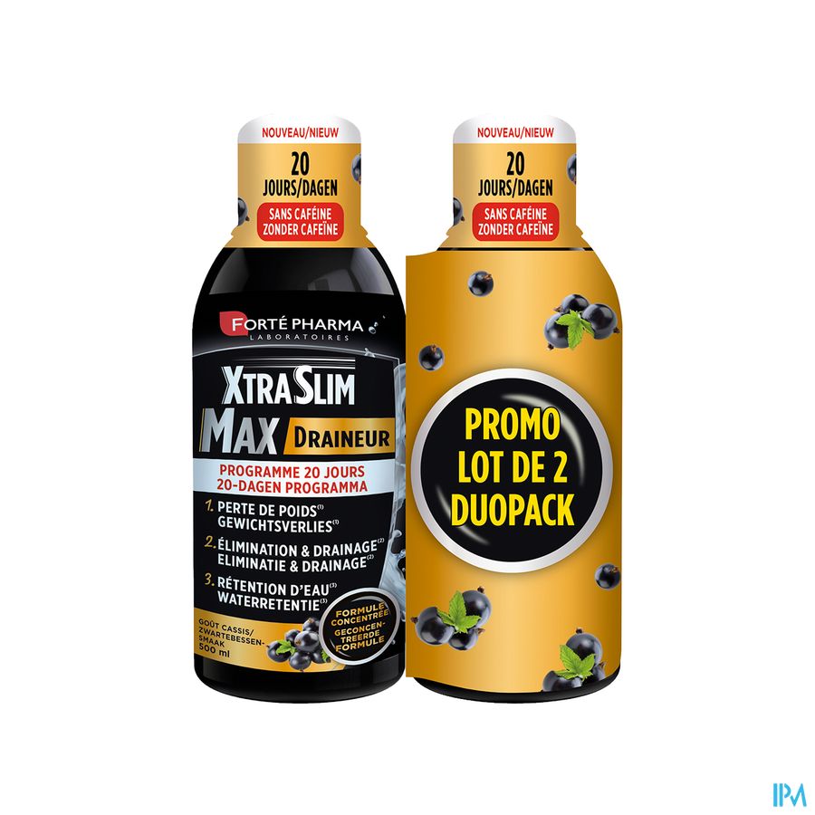 Xtraslim Max Draineur Zwarte Bes Duo 2x500ml Xtraslim Max Draineur Zwarte Bes Duo 2x500ml