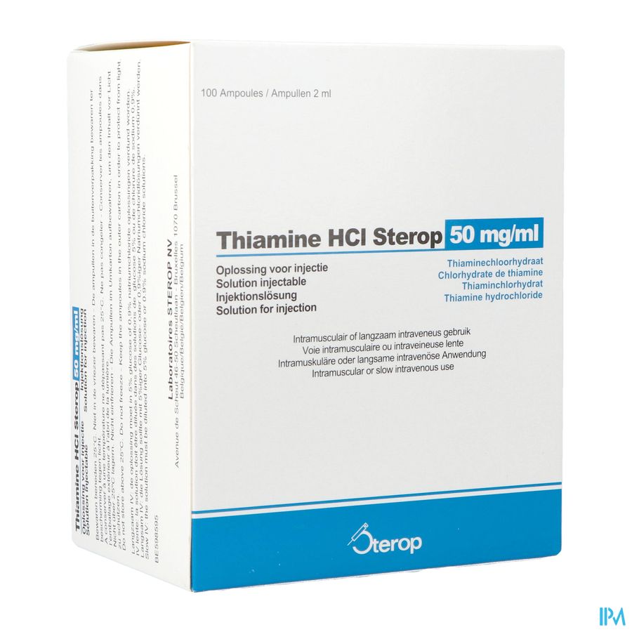 Thiamine HCl Sterop 50 mg/ml sol. inj. i.m./i.v. amp. 100 x 2 ml Thiamine HCl Sterop 50 mg/ml sol. inj. i.m./i.v. amp. 100 x 2 ml